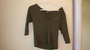Harley Davidson Motorcycle Louisville Ky Green V-Neck 100% Cotton Pullover-L  - Picture 1 of 2