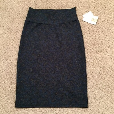 Falda LuLaRoe Cassie XS Azul Floral Hasta la Rodilla Sin Forro Pull On Nueva Foto 1 de 4