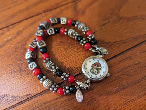 Georgia Bulldogs Red & Black Seasons Beaded Letters Elastic Bracelet Watch Cover