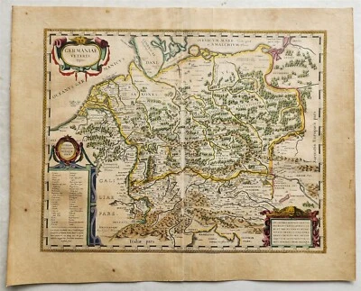 1640 MAP of ANCIENT GERMANY by WILLEM BLAEU antique AUTHENTIC hand colored - Image 1 of 4