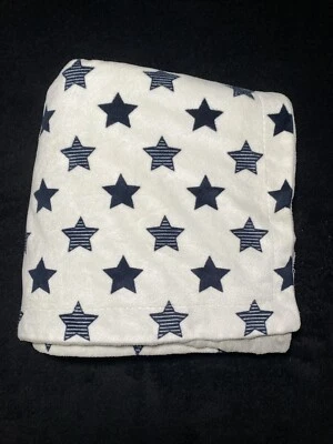 BORITAR Baby Blanket Blue Stars Reversible Gray Minky Dots Raised Bumps Lovey - Image 1 of 3