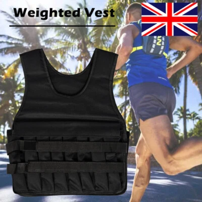 1X Weighted Vest Training Fitness Workout Exercise Jacket Gym 20kg Adjustable TU - Image 1 of 4
