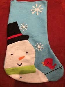 Christmas Holiday Stocking Seasonal Stocking Polyester Medium Blue White New - Picture 1 of 3