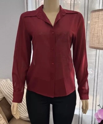 Sisley 长袖衬衫 M 码中号花卉透明纽扣领 — 第 1/4 张图片