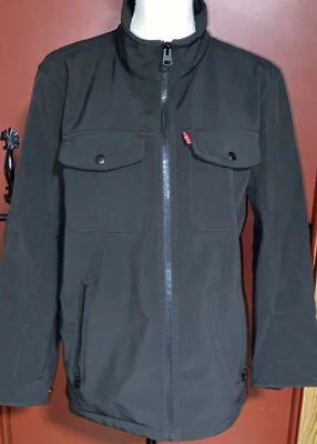 Levi's softshell jacket black mens size large Levis lightweight zip pocket Sz S - Image 1 of 4