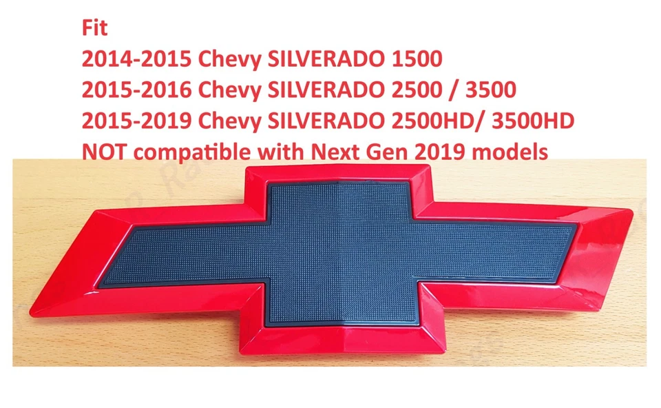 Pajarita emblema Silverado 1500 2500 HD/3500 HD solo frontal rojo brillante negro Foto 1 de 4