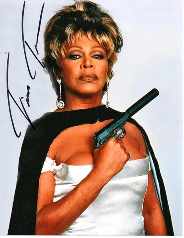 Hand Signed Tina Turner Goldeneye James Bond 10x8 Photo Autograph Sticker Coa Cover