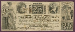 Billete obsoleto de 25 c de Philadelphia Loan Company de 1837, Pennsylvania (D60320) - Imagen 1 de 2