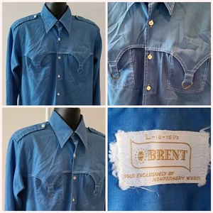 Camisa Vintage Años 50 Años 60 Brent Montgomery Ward con Botones Bolsillos Para Hombre Talla L - Imagen 1 de 8