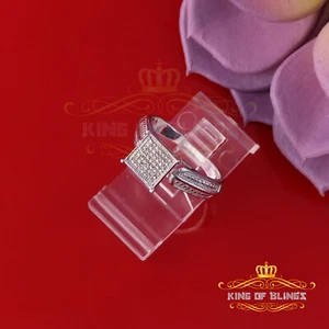 0.15CT Real Diamond 925 Sterling White Silver Square Fashion Womens Ring Sz 6.5 - Picture 1 of 11