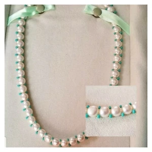 Ross Simons Sterling silver button pearl & Turquoise beaded Necklace - Picture 1 of 12