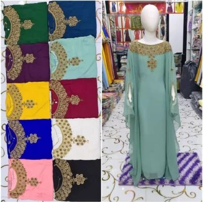 Georgette Gown Wedding Party Moroccan Kids caftan Dress Abaya Long Kaftan New - Image 1 of 3