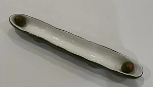 Olive Tray Boat 16.5” Bella Casa By Ganz Ceramic Green White Entertain Party - Picture 1 of 6