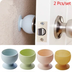 2Pcs Cup Door Knob Covers Rubber Wall Protector Door Handle Stopper Crash P-lq - Picture 1 of 16