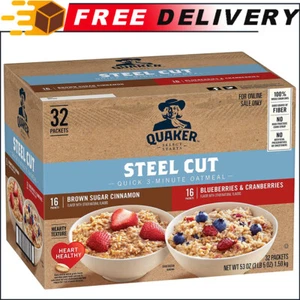 Quaker Steel Cut Quick 3-Minute Oatmeal 2 Flavor, Individual Packets, 32 Count - Picture 1 of 10