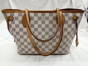 Authentic Louis Vuitton Damier Azur WHT VI3160 Neverfull PM Handbag Tote Bag - Picture 1 of 11