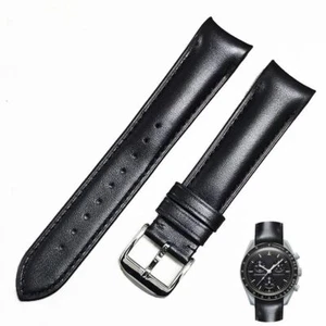 Genuine Leather Watch Strap Colorful Durable Pin Buckle Curved End Band Unisex - Picture 1 of 15