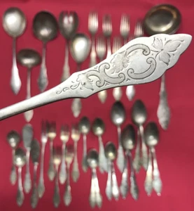 38 Pc German Silverplated HANSEAT 90 HNE1 SERVING & FLATWARE Flower & Scrolls - Picture 1 of 12