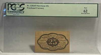 Fr. 1282SP First Issue 25c Fractional Currency  PMG 62 New! Back Specimen - Image 1 of 4