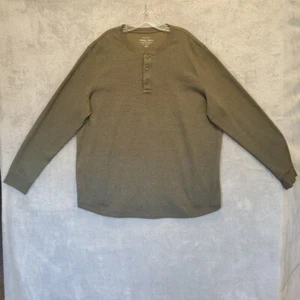 Sonoma Henley Pullover Shirt Mens 2XB Green Thermal Ribbed Long Sleeve - Picture 1 of 14