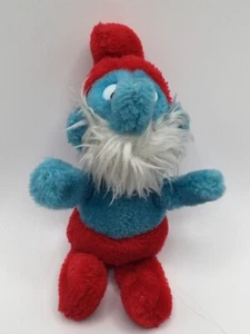 Smurf Plush Papa Smurf 1981 Wallace Berrie & Co Peyo 8” 1980s Stuffed Vintage - Picture 1 of 2