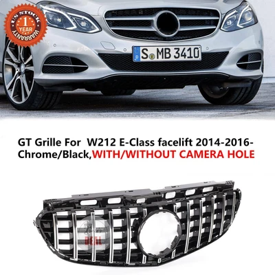 Black Chrome Grille Front Bumper Fit For Mercedes-Benz W212 E-Class 2014-2016 Foto 1 de 4