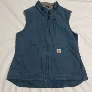 Carhartt Faded Sandstone WV001 DTL Dark Teal Sherpa Lined Women's Vest Size Med. - Picture 1 of 5