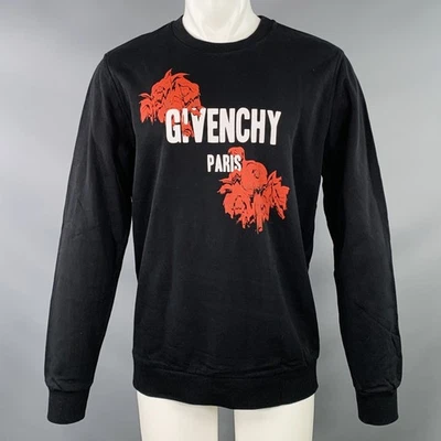 GIVENCHY Size M Black Red Logo Cotton Cuban Fit Crew Neck Sweatshirt - Image 1 of 4