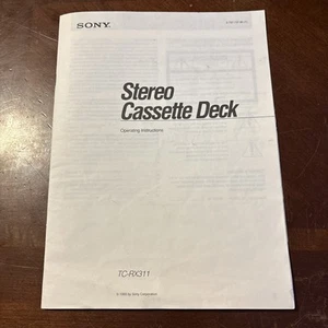 1993 Owner's Manual Sony Stereo Cassette Deck TC-RX311 - Picture 1 of 7