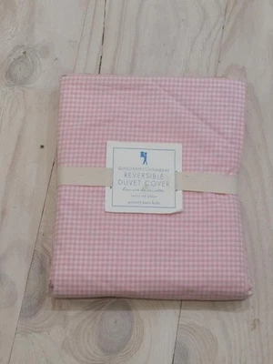 Pottery Barn Kids Gingham Chambray Duvet Cover Pink Country Charm Twin NWT - Image 1 of 2