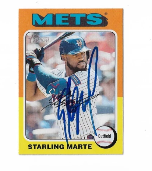 Tarjeta Topps Heritage 2024 firmada por Starling Marte de los Mets de Nueva York Foto 1 de 1