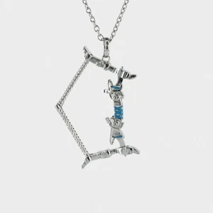 Horizon Hunter’s Bow Silver Plated Brass Enamel Necklace Pendant Charm - Picture 1 of 2