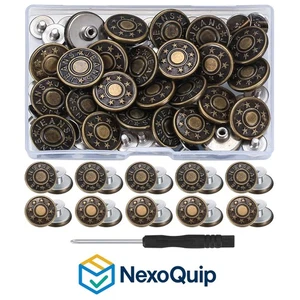 30 ersatz Jeans Knöpfe 17mm Abnehmbare Metall Hosenknöpfe Kein Nähen Braun - Bild 1 von 9