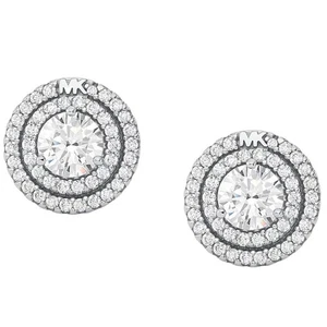 Aretes Michael Kors de plata de ley con halo pavé - Imagen 1 de 2