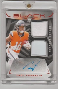 Troy Franklin 2024 Panini Black Rookie Dual Patch Auto RC#RSM-16 #’D/50 *BRONCOS - Bild 1 von 2