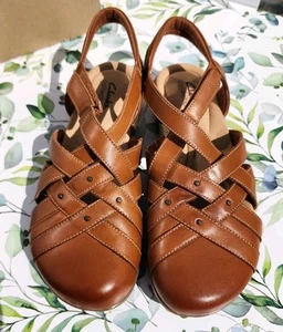Clarks Collection Größe 9,5 M hellbraune Leder Fischer Sandalen Elizabelle Meer - Bild 1 von 8