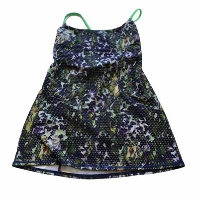 Camiseta sin mangas floral LULULEMON Dancing Warrior 6 Yoga púrpura verde entrenamiento tiras Foto 1 de 4