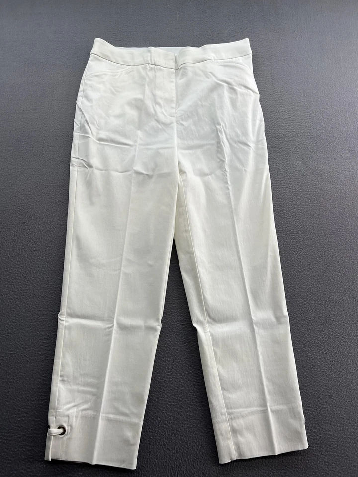 Ruby Rd Pants Womens 10 White Coral Crush Ankle Slimming Contour Waistband New - Image 1 of 4