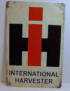 International Harvester IH Logo Metal Tin Sign 12x8 Farm Tractor Garage Decor - Picture 1 of 4