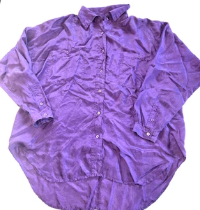 Croquet Club 100 % Seide lila entspannte Button-Down-Shirts Damengröße Large - Bild 1 von 7