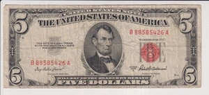 FIVE DOLLAR UNITED STATES NOTE UNITED STATES OF AMERICA SERIES 1953 A $5 BILL - Picture 1 of 2