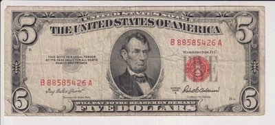 FIVE DOLLAR UNITED STATES NOTE UNITED STATES OF AMERICA SERIES 1953 A $5 BILL - Image 1 of 2