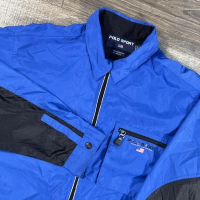 Polo Sport Jacket Mens Medium Blue Windbreaker Zip Performance Golf Vent RaIn - Image 1 of 4