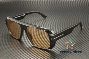 Tom Ford FT1101 01E Plastic Shiny Black Brown 58 mm Men's Sunglasses - Picture 1 of 5