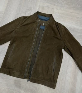 Massimo Dutti Suede Khaki Mens Jacket - Size Large - Picture 1 of 8
