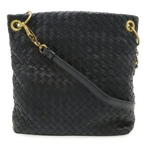 BOTTEGA VENETA Intrecciato shoulder bag crossbody leather black black - Picture 1 of 8