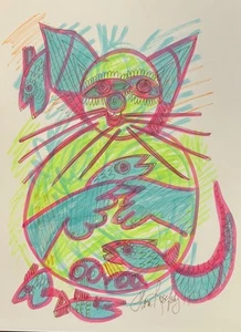 FLORA ROSEFSKY ORIGINAL ONE-OF-A-KIND HAND DRAWING ON PAPER HAND SIGNED - Picture 1 of 1