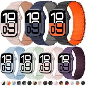 Magnetic Silicone Strap Band For Apple Watch Ultra 3 11 10 9 8 7 6 SE 5 4 3 2 1 - Picture 1 of 42
