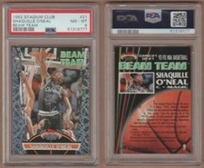 SHAQUILLE O' NEAL BEAM TEAM RC PSA 8 NM/MT-1992 STADIUM CLUB # 21-HALL OF FAME