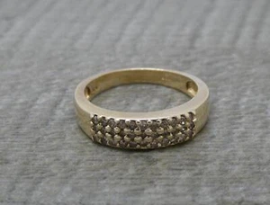 Beautiful 9ct Yellow Gold 0.33ct Champagne Natural Diamond Cluster Band Ring - Picture 1 of 8
